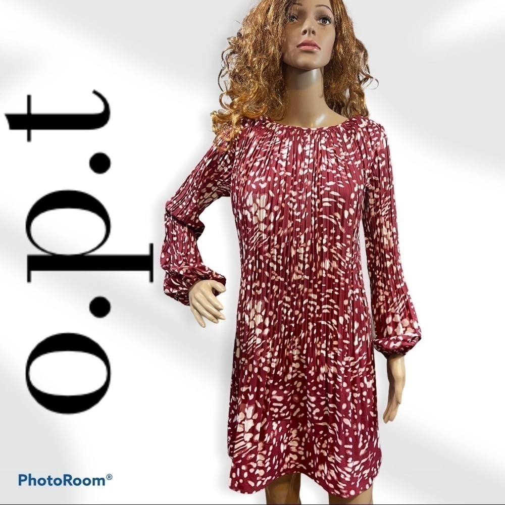 O.P.T red & white long sleeve dress